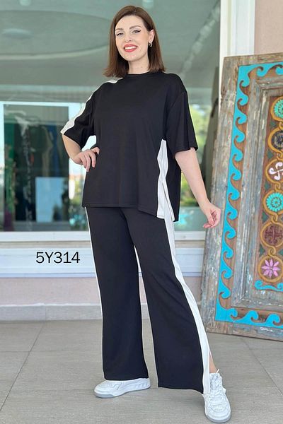 İnce Topuk Striped Slit Detail Modal Suit 5Y314