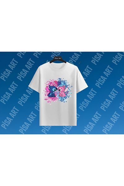 Pisa Art Sti̇tch-Sti̇ç Love Uni̇sex Adult and Children Cotton Tshi̇rt