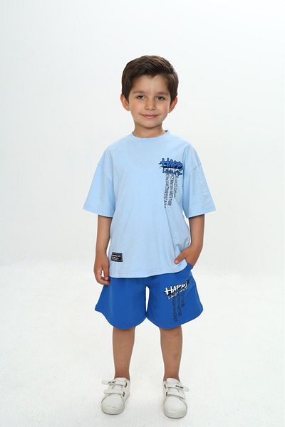 Toontoy Boy's Happy Text Printed Shorts Suit