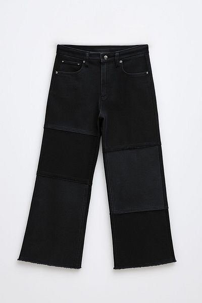 Bluewhite Women's High Waist Wide Leg Fragmented Anthracite Jean Trousers