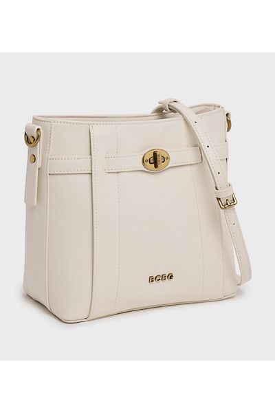 BCBG Off White Logo Detail Shoulder Bag