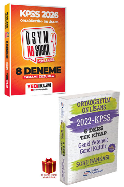 Yediiklim Yayınları 2026 Yediiklim KPSS Ortaöğretim Ön Lisans Deneme+Murat Ya...