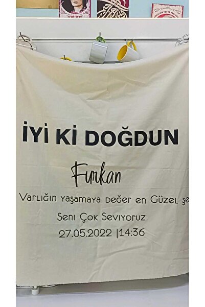 EDİ CREATIVE Kişiye Özel Baskılı Doğum Günü Duvar Panosu,duvar Süsü Kumaş