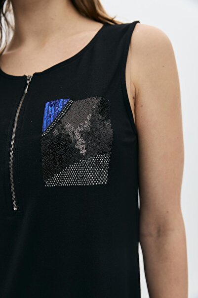 DAIDO Zipper Detailed Pocket Sequined Stone Athlete