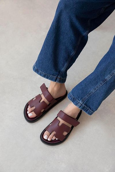 STRASWANS Papuci de damă Pina din piele cu imprimeu cu velcro, roșu Claret