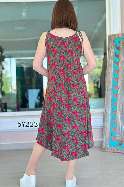 İnce Topuk Viscose Dress with Rope Straps 5Y223