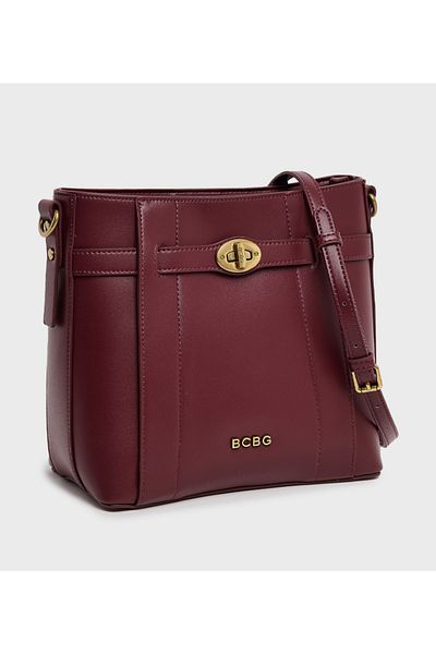 BCBG Wine Logo Detail Shoulder Bag