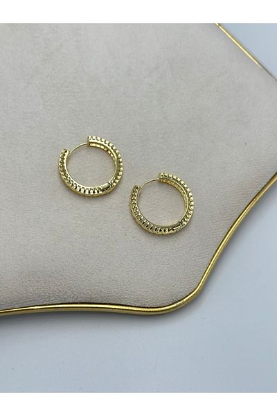 MyladyAccessoriess Zircon Stone Detailed Hoop Earrings (Steel)