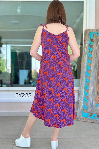 İnce Topuk Viscose Dress with Rope Straps 5Y223