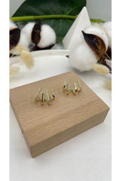Ervalina Women's Gold Zircon Stone Non-Tarnish Guaranteed Steel Ghost Earrings