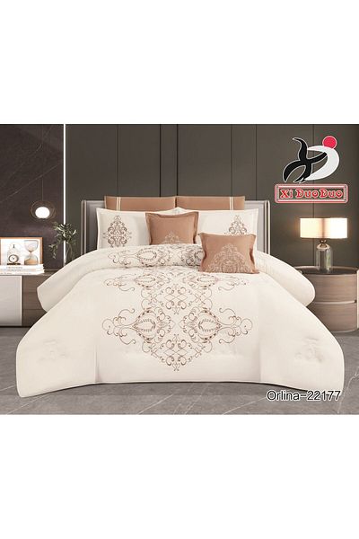 XI DUO Luxury embroidered microfiber comforter set, high quality, suitable for all seasons, 8 pieces