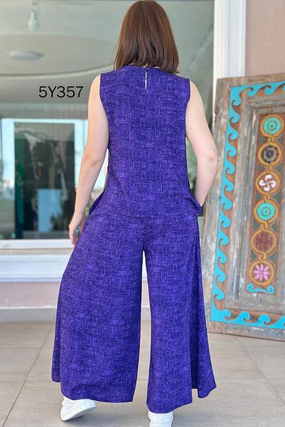 İnce Topuk Zero Sleeve Button Detail Casual Viscose Suit 5Y357