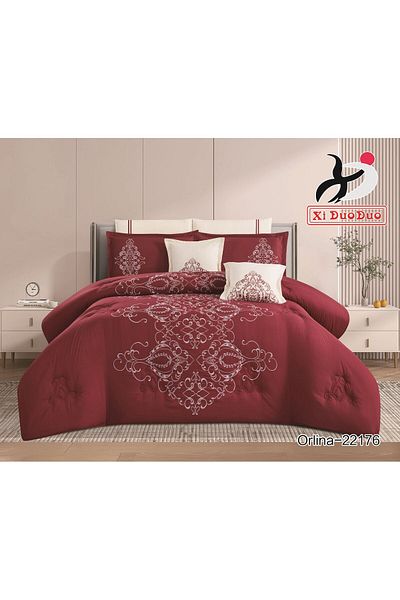 XI DUO Luxury embroidered microfiber comforter set, high quality, suitable for all seasons, 8 pieces