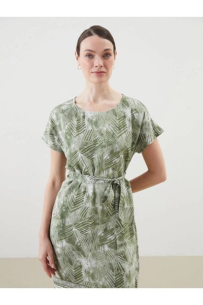 LC Waikiki Lcw grace khaki bicycle collar patterned women's mini dress