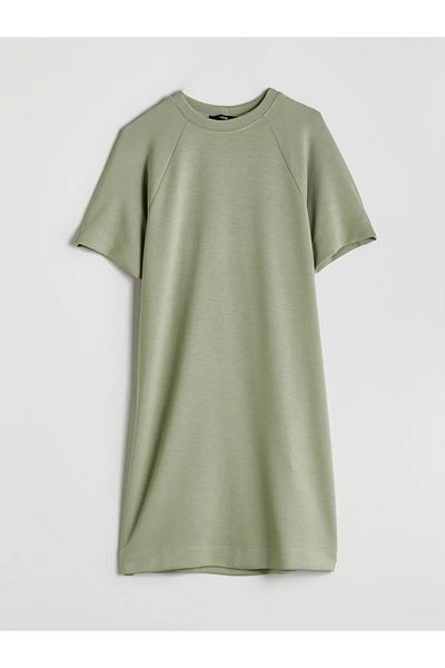 LC Waikiki Lcw Comfort Green Crew Neck T-Shirt Dress