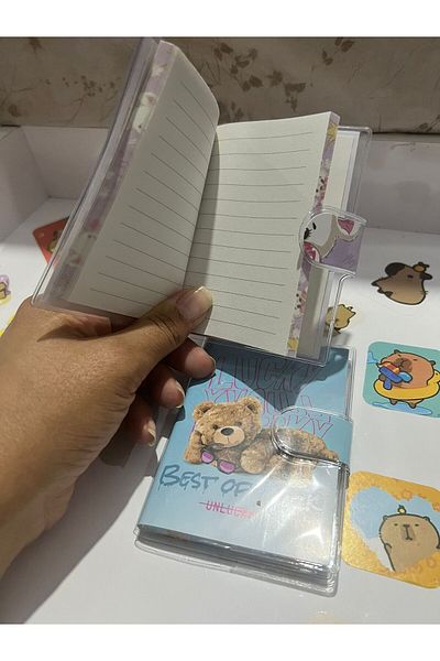 demirosa 2 Mini Notebooks with Cute Cartoon Characters – for School and Daily Use