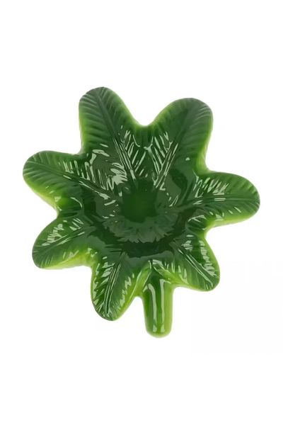 OEM Hemp leaf ashtray made of ceramic Green 20 x 18 cm
