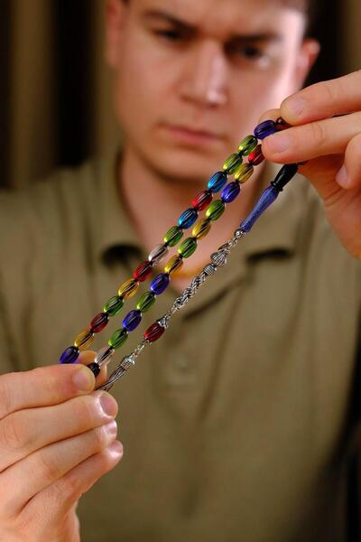 dergah tesbih قلم منحوت بحرفية عالية، كبسولة مقطوعة متعددة الألوان، مسبحة كهرمانية