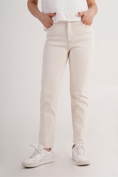 Hipo Trend Beige Mom Pants with Cut-Out Legs
