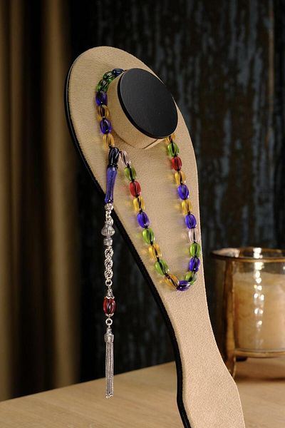 dergah tesbih Pen Carving Craftsmanship Capsule Cut Multi Color Squeeze Amber Prayer Beads