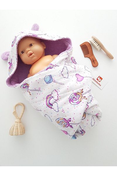 ilkimbebe Lollipop Muslin Double Sided Swaddle Baby Towel 80X80