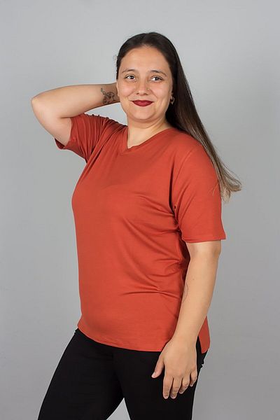 Truva XXL Tile V-Neck Lycra Viscose T-Shirt – Comfortable, Stylish and Breathable Fabric