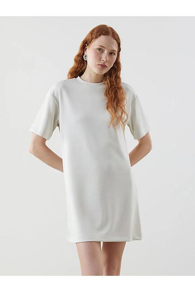 LC Waikiki Lcw Vision Beige Crew Neck Women's Mini Dress