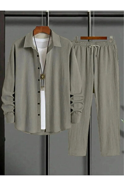 RASCHA Set de pantaloni și cămașă cu mâneci lungi, verde, pentru femei