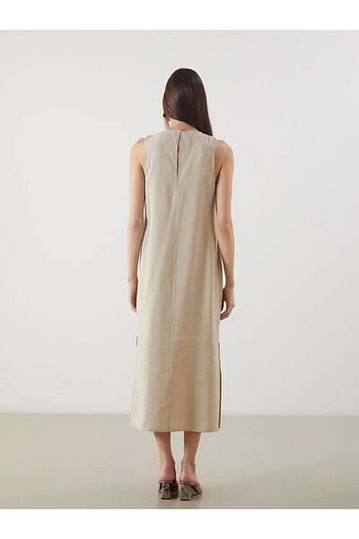 LC Waikiki Lcw Vision Beige Crew Neck Modal Blend Dress