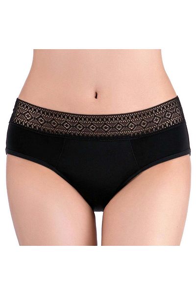 Linovit Geometric Lace Menstrual Panties - XS, Black