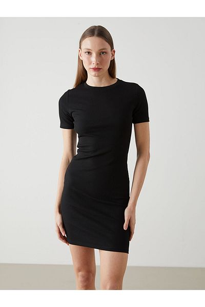 LC Waikiki Lcw Vision Black Bicycle Collar Women Bodycon Dress S5Hs33Z8Nvy25
