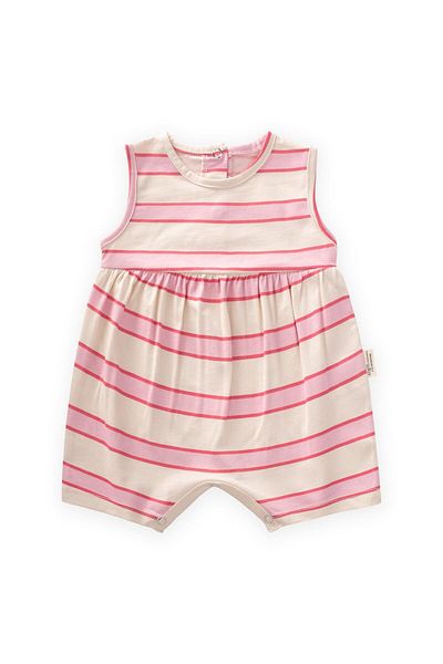 Cigit Wide Striped Jumpsuit 0-3 Years Pink Fuchsia Striped