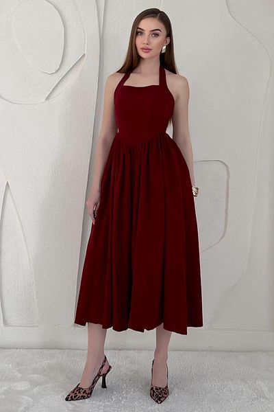 Elbee Fashion Woman Halter Linen Dress
