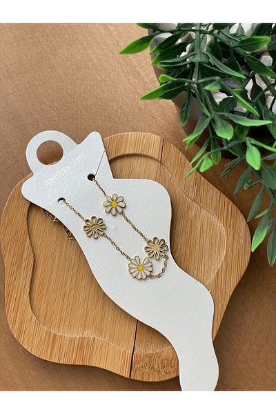 JELLY Women's Steel Gold Colored Daisy Model Anklet