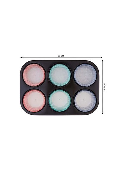 Guardini Gardenia 6Li Muffin Cake Mold with Paper 27X18,5Cm