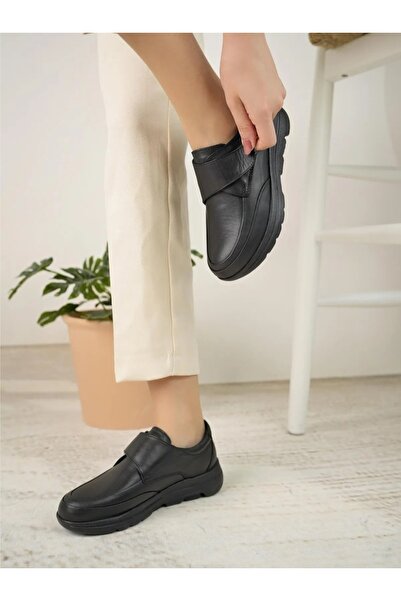 FOREX Hakiki Deri Dr Tavsiyeli Eva Taban Hafif Esnek Cırtlı Kadın Ayakkabı Fr