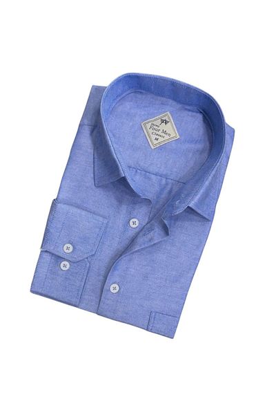 GÖMLEK GALERİSİ Men's Classic Relaxed Fit Plain Cotton Long Sleeve Shirt