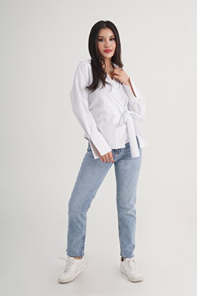 Hipo Trend Thick Line Side Binding Regular Fit Ecru Shirt