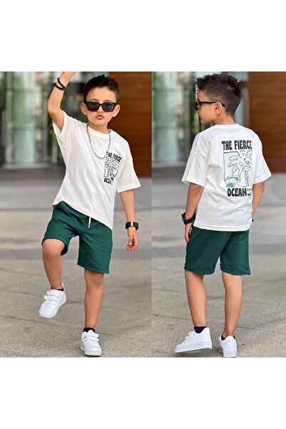 RAPAPA Boy's Short Sleeve Shorts Set Summer Suit Blouse+Shorts for 4-12 Years 11695Y