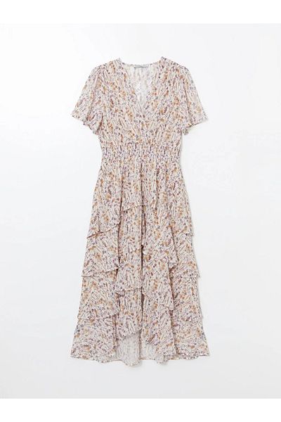 LC Waikiki Lcwaikiki Classic Mixed Double Breasted Collar Floral Women Dress