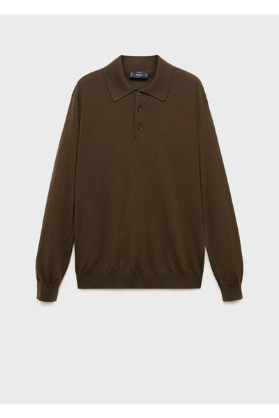 MANGO Man %100 merinos yünü polo kazak