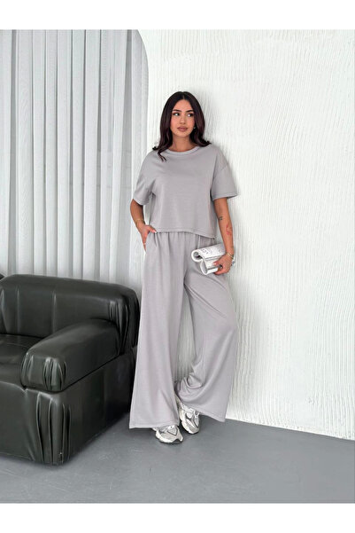 DİĞER1111 Kadın Osy Modal Yumuşak Kumaş Bisiklet Yaka T-shirt Bol paça Pantol...