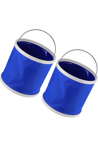 Generic Folding Bucket 9L Blue – Portable Collapsible Water Container with Handle for Camping