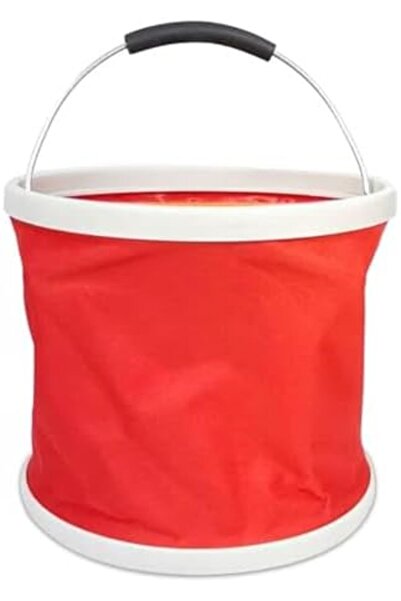 Generic Foldable Portable Collapsible Water Bucket 9-11L Red – for Travel, Camping, Gardening, Car Wash