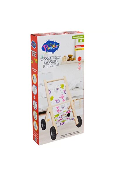 Oyunsal Ahşap Oyuncak Bebek Arabası - Bebek Yürüteç Yürüme Arabası