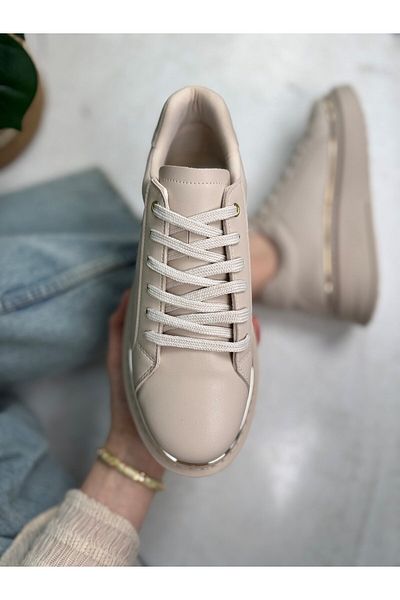 Nstil Pantofi sport de zi cu zi pentru femei, bej, cu șireturi, ușoare, groase, cu talpă înaltă, pantofi de mers 2135