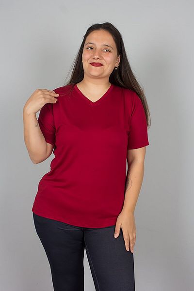 Truva XXL Burgundy V-Neck Lycra Viscose T-Shirt – Comfortable, Stylish and Breathable Fabric