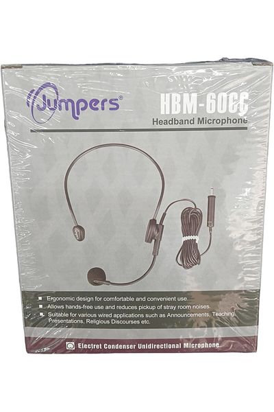 Generic ميكروفون طوق رأس Jumpers HBM-60CC، مكثف سلكي، بدون استخدام اليدين لنظام الصوت العام، التدريس، العروض التقديمية