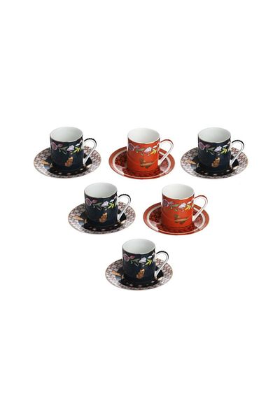Lucky Art Evelyn Bone 6-Piece Coffee Cup Set