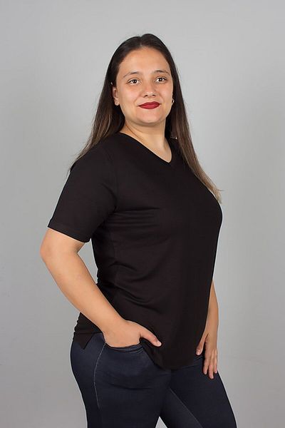 Truva XXL Black V-Neck Lycra Viscose T-Shirt – Comfortable, Stylish and Breathable Fabric